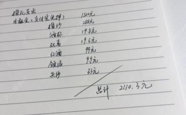 小兩口結(jié)婚僅花2110元，婚禮開支占比最大的是房租1500元(2)